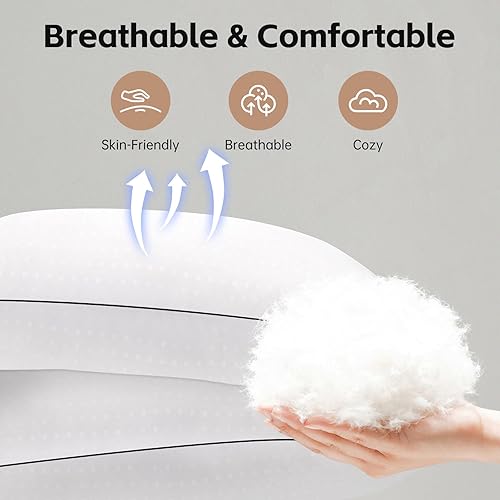 Miniatura 2 de Nctoberows Juego de 4 almohadas de cama para dormir, tamaño estándar, refrescantes y de apoyo, calidad de hotel con relleno alternativo de plumón