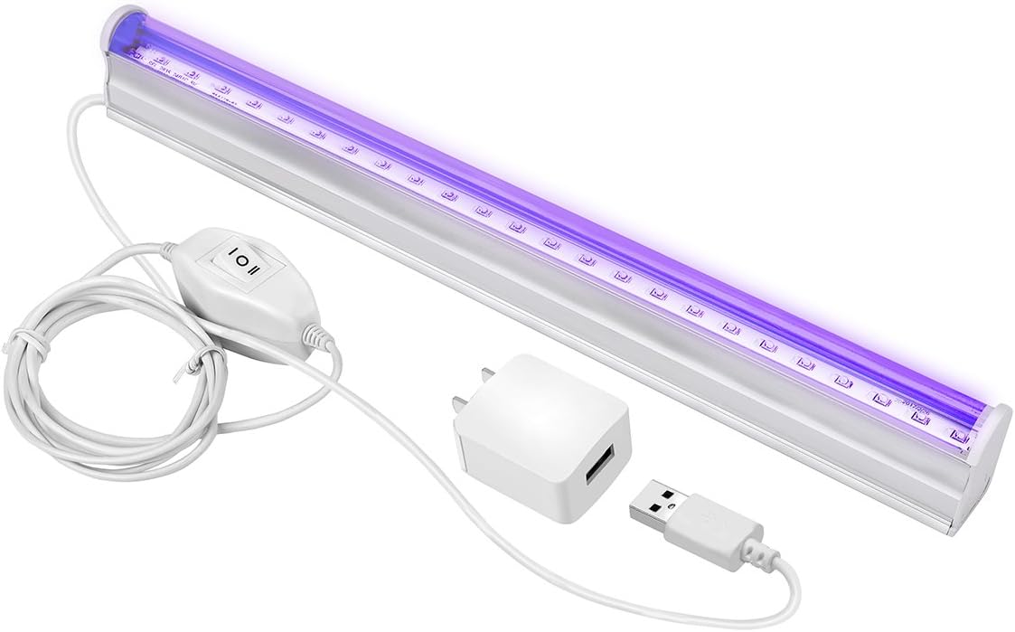 LECIEL UV LED Black Light Fixtures, 6W Portable Blacklight Lamp for Halloween and Blacklight Parties, UV Poster, UV Art, Ultraviolet Curing, or Stain Detector โฆ