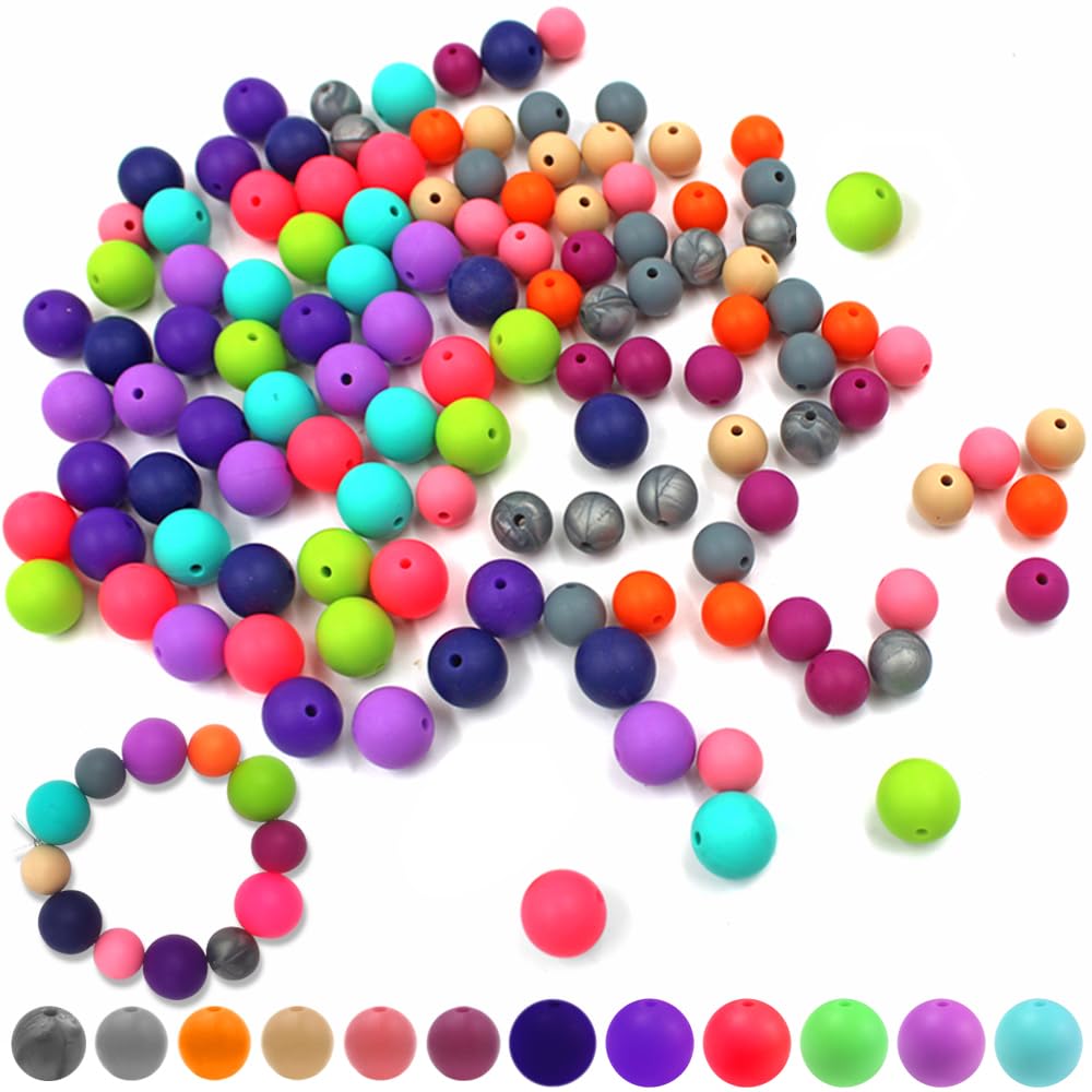 UNOZAVER 72 stuks muizenoren, siliconen kralen, kleurrijke knutselkralen, productieset, 15 mm siliconen ronde kralen voor pennen, armbanden, sieraden maken, sleutelhangers
