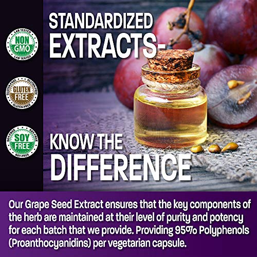 Bronson 1136B Grape Seed Extract 400 Mg - Antioxidant & Immune Support - Standardized Extract With 95% Proanthocyanidins- Non Gmo, 180 Vegetarian Capsules thumb #3