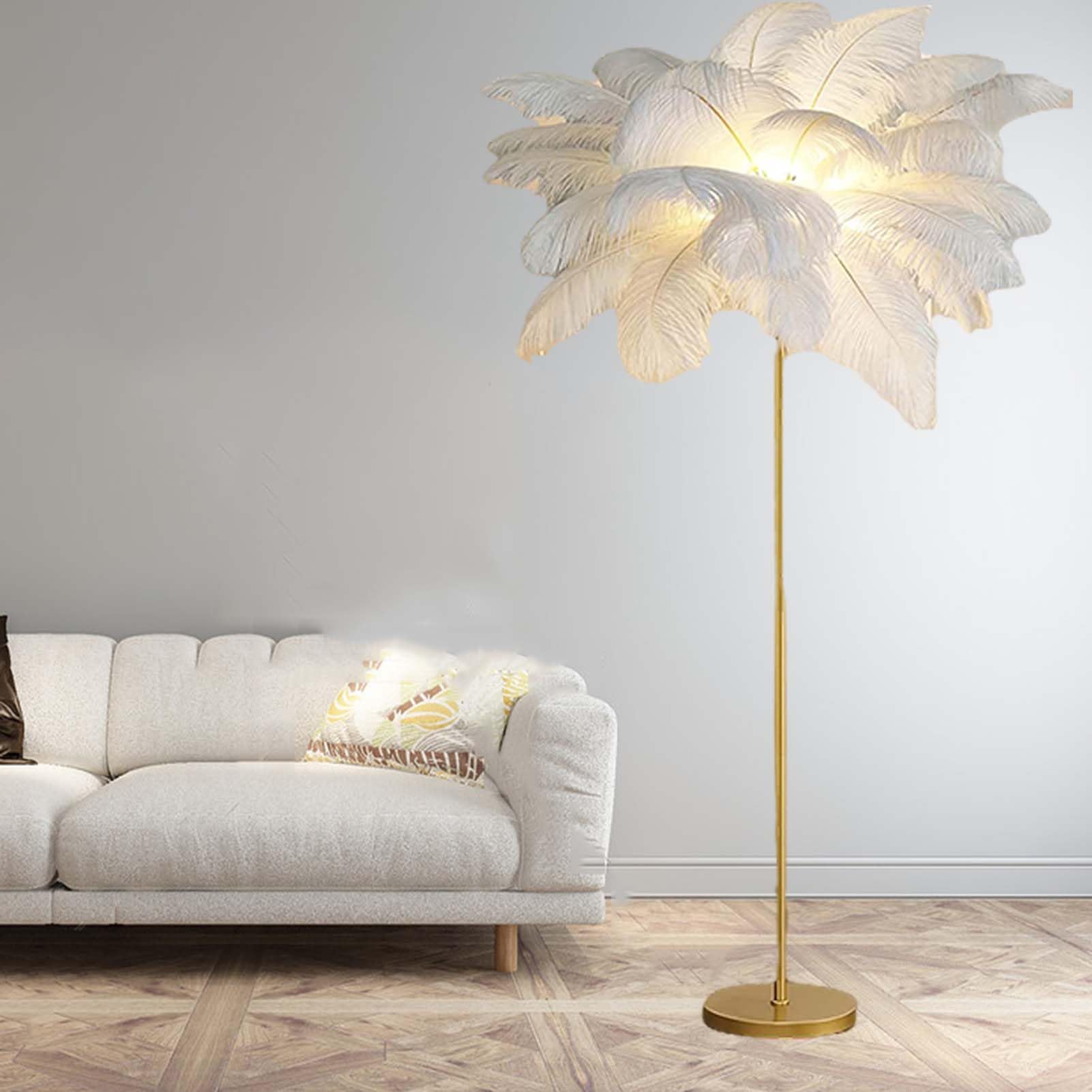 Ostrich Feather Lamp Floor - Modern Black Floor Lamp for Living Room and Bedroom Decor - Soft Feathers Standing Lamp, Size 160cm*50cm