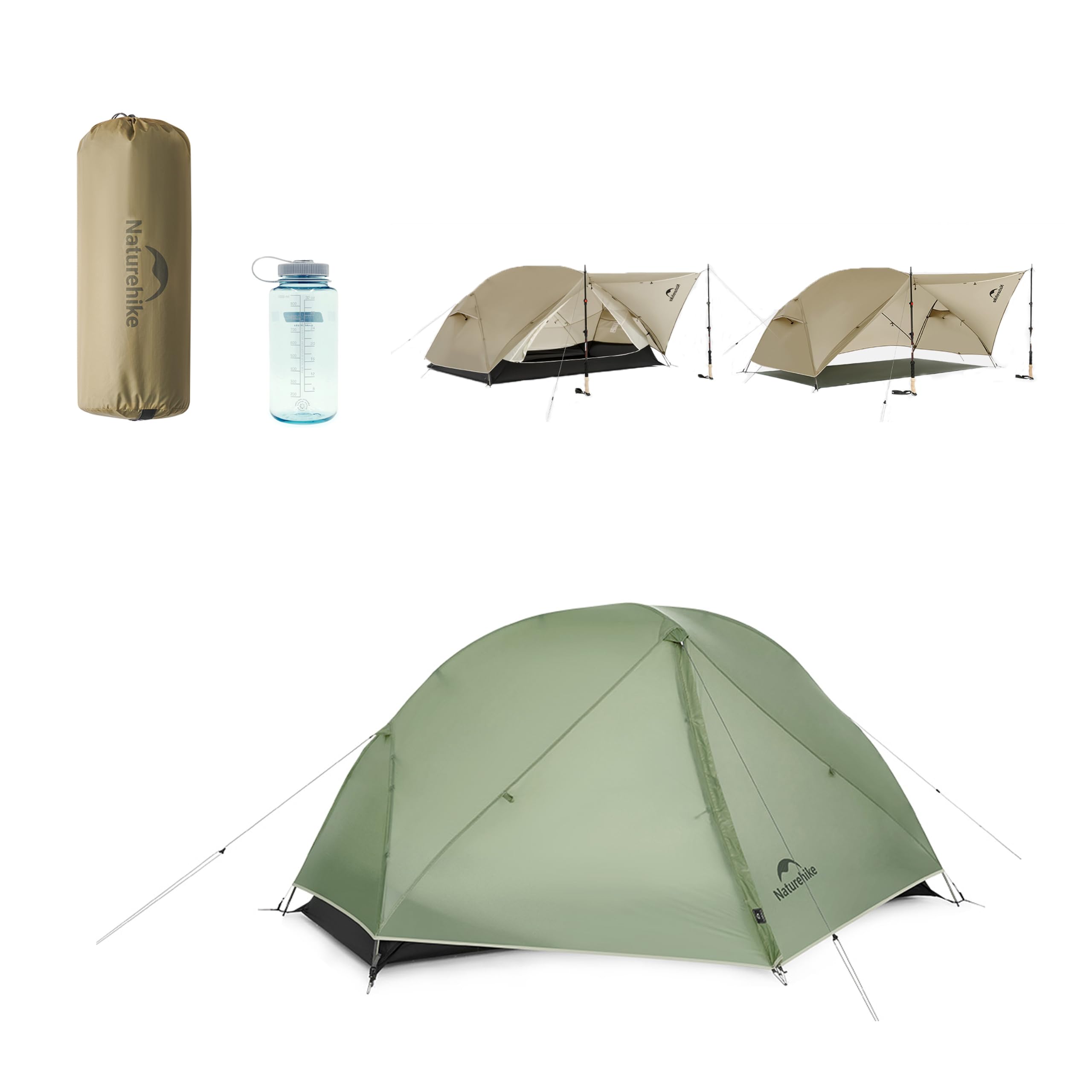 Naturehike Mongar UL Tent [2025 Upgrade] 1.5kg/3.3lb Ultralight Tents,1/2 Person Backpacking Tent,4 modes of use, Waterproof,Hiking tents for Camping with Front Porch,Easy Set up