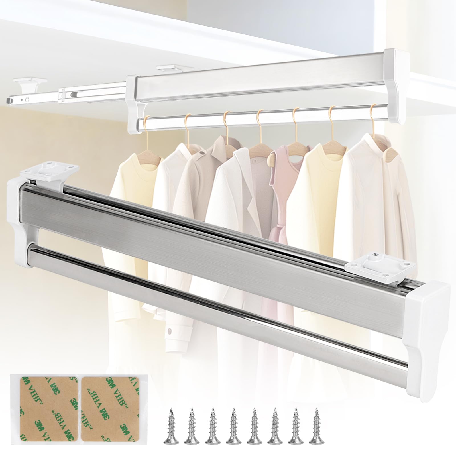 Tringle coulissante push-pull DBREAKS pour dressing et placard de chambre