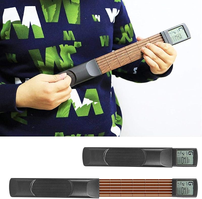 Alomejor Zsebgitár Digitális 6 Bund Akkord Gyakorló Eszköz Forgó Kijelzővel Kezdőknek Hordozható Gitár Tréner
