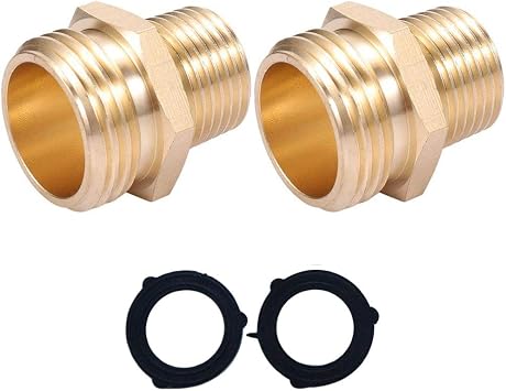 YOUHO Garden Hose Adapter 3/4 GHT Male x 1/2 NPT Male Connector, Brass Garden Hose Fitting, Industrial Metal Brass Garden Hose to Pipe Fittings Connect,Garden Hose Extension Repair Fitting2-Pack