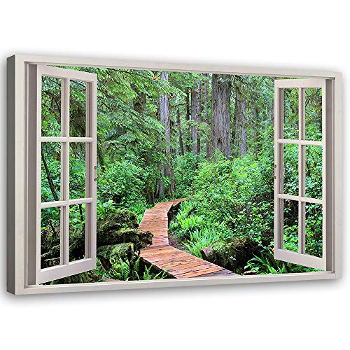 Tableau jungle vert à effet trompe-l'œil 3D et impression sur toile de 60x40 cm
