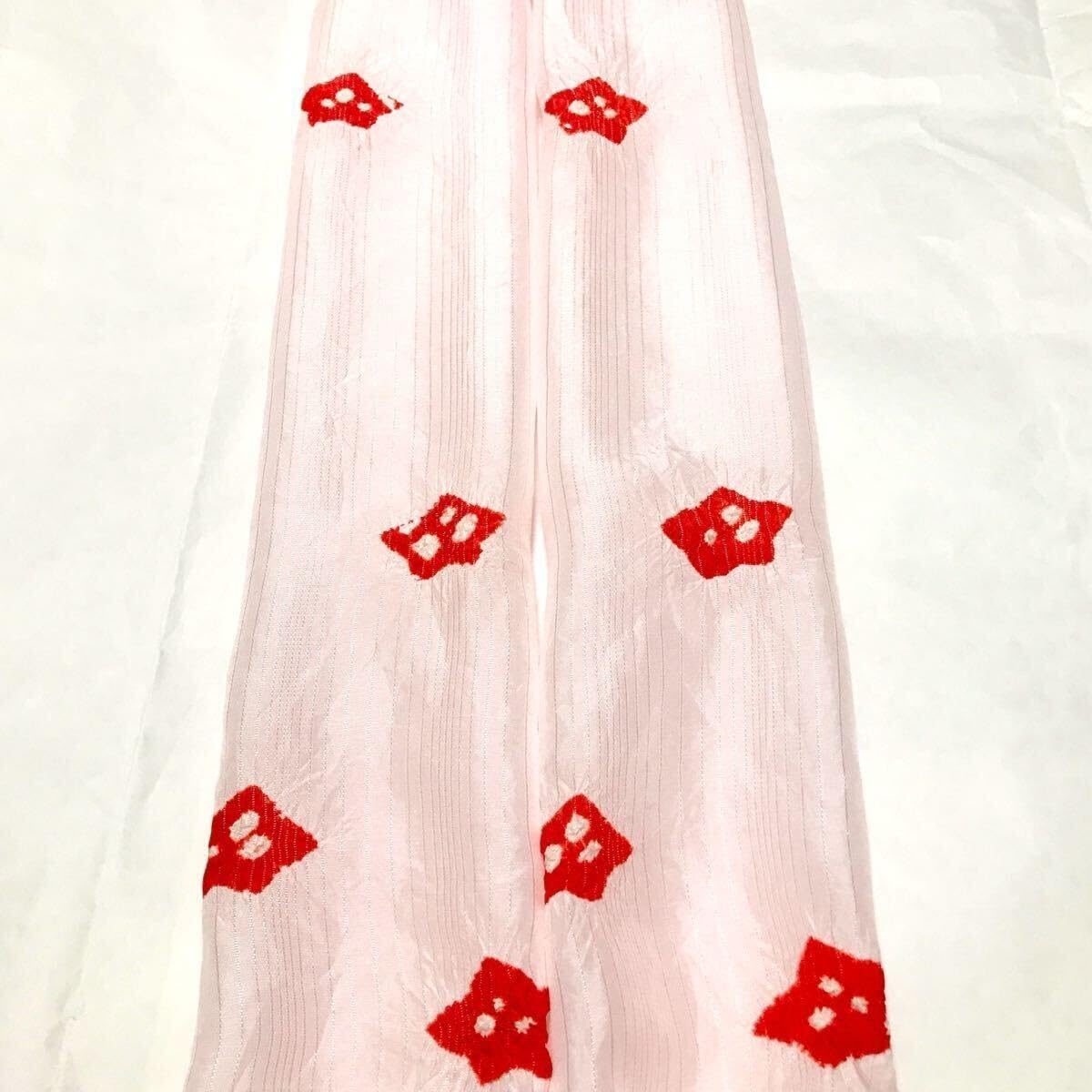 正絹 帯揚げ 縦絽 絽 輪出し 輪だし 絞り 桔梗 花柄 ピンク 京都 逸品