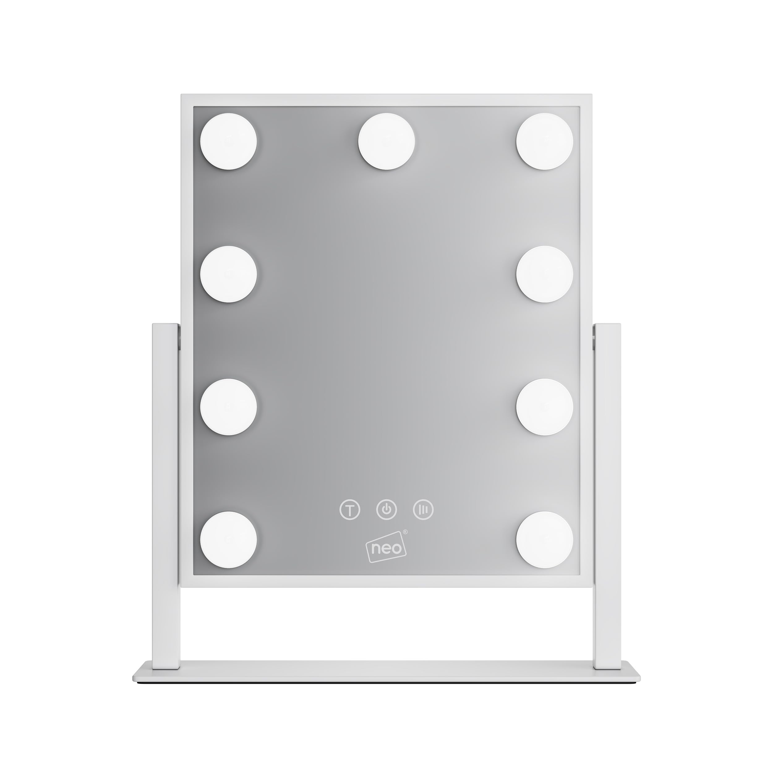 Neo Hollywood Vanity Touch Mirror with 9 LED Bulbs Lights Makeup Lighted 360° Rotation 3 Color Dimmable Lighting Modes