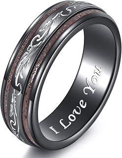 Wooden Rings for Men S925 Sterling Silver Wood Engagement Wedding Bands Ring Promise I Love You Engraved Jewelry Gifts for Men