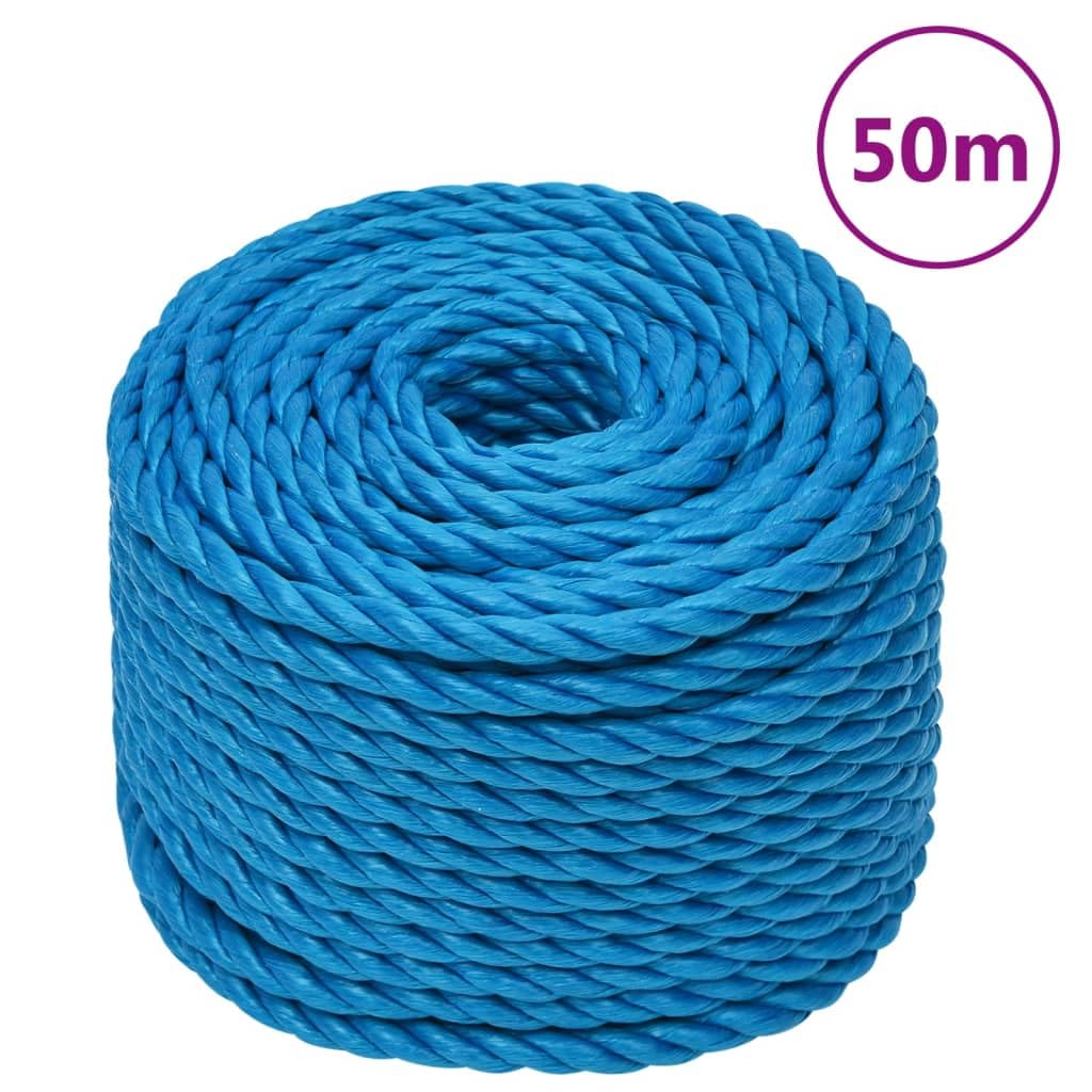 Cuerda de trabajo azul de 20 mm, 50 m, de polipropileno, multifuncional, para camping, vela, transporte, canotaje, kayak y pesca