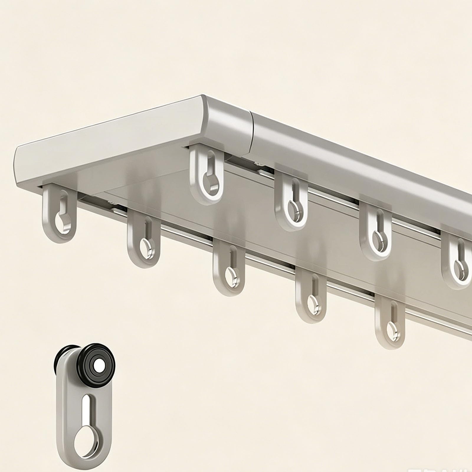 Double Curtain Track Ceiling Mount Aluminum Alloy Curtain Glider Rail Heavy Duty Room Divider Rods Slide Curtain Track Set with End Caps Quiet Pulley System for Bay Window(Gray,3.3m/10.8ft)