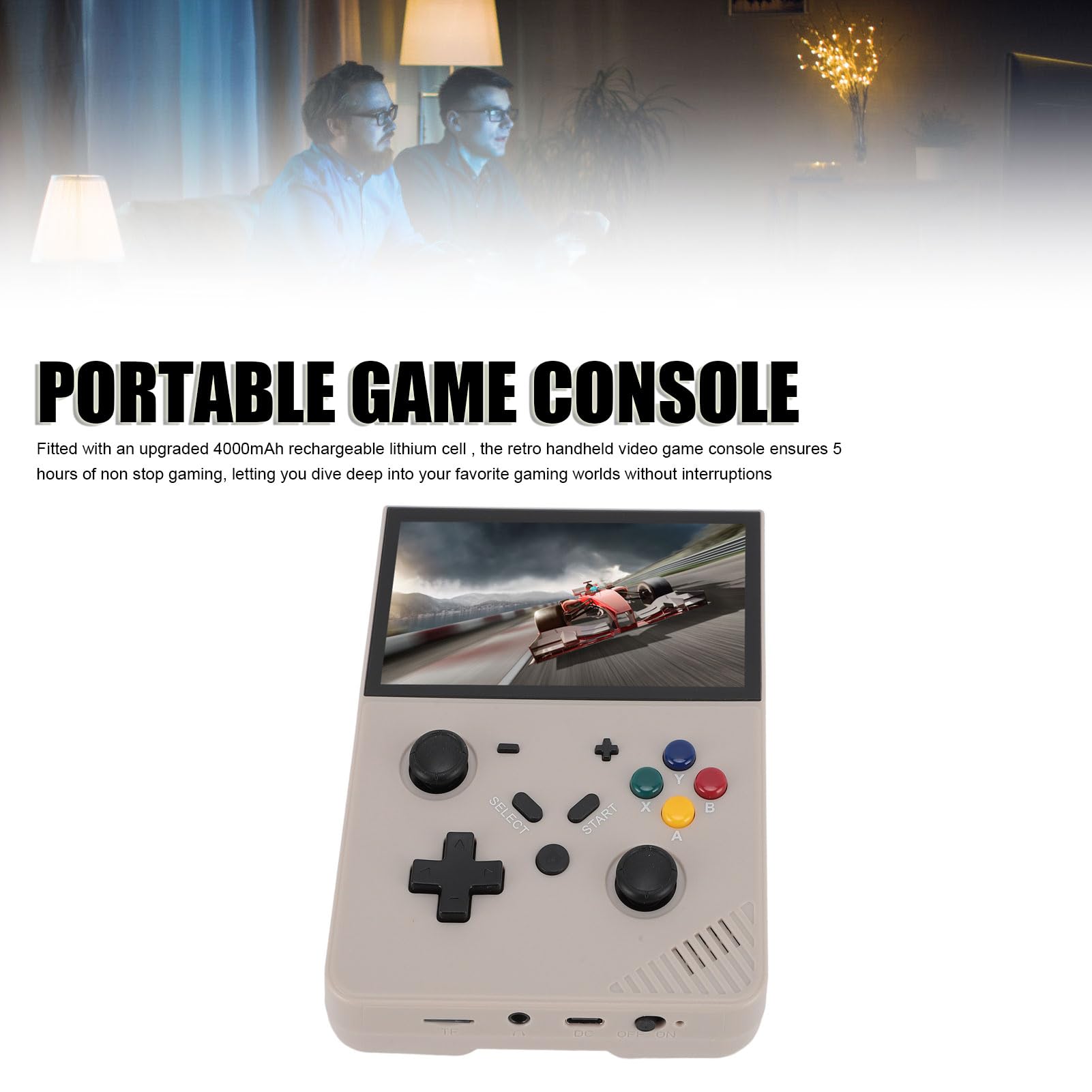 POENVFPO Handheld Game Console Retro Tragbarer Spieler 4.3in IPS -Bildschirm mit 20000 Klassischen Spielen Ideal für Heim- und Reisespiele ABS Material (128GB)