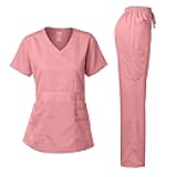 Women's Scrubs Set Stretch Ultra Soft Y-Neck Wrap Top and Pants