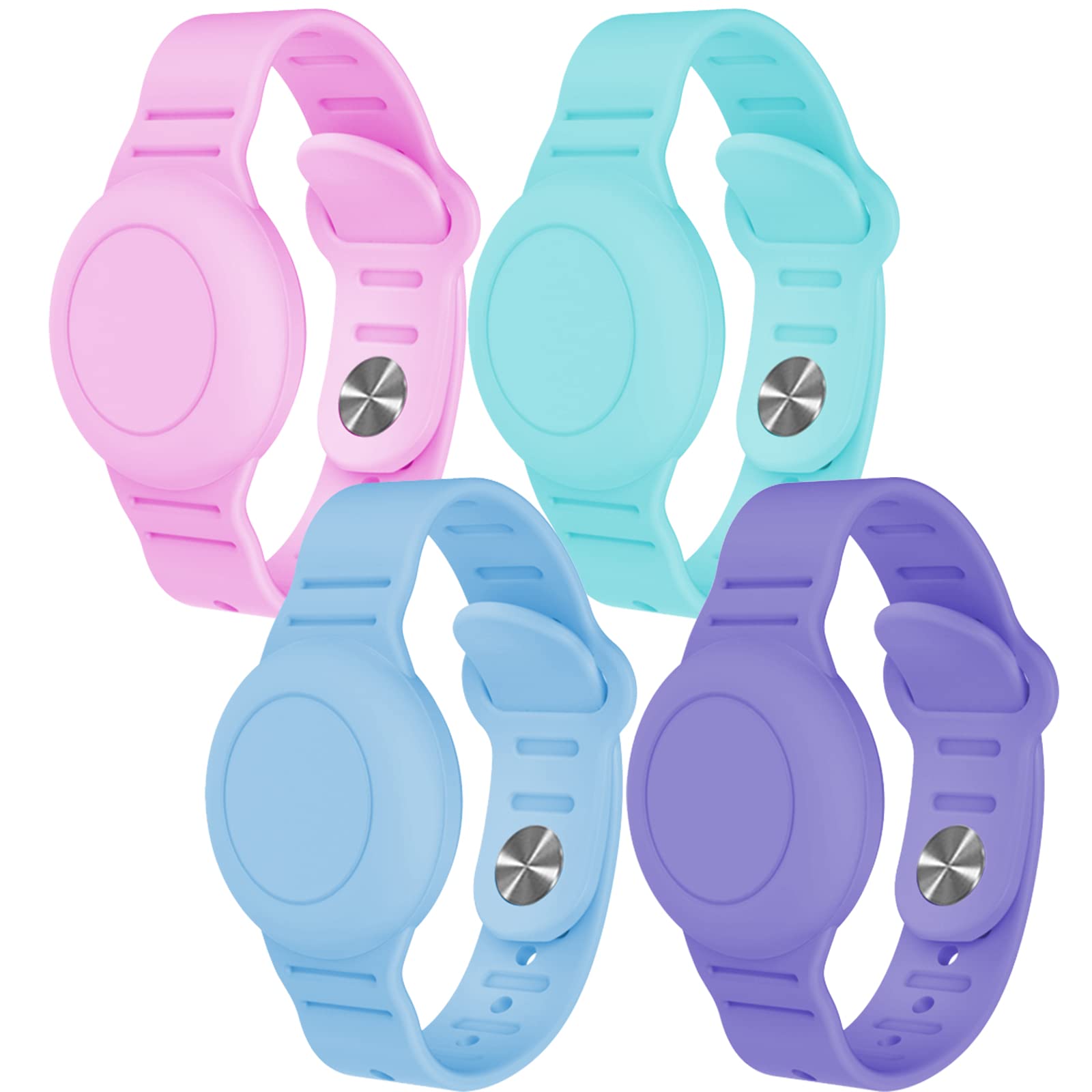 KAHADI 4 Pack Waterproof AirTag Bracelet for Kids, Hidden Silicone Wristband for AirTag, GPS Tracker Case for Air Tag Holder Strap Watch Band for Child Toddler, Secure Anti-Loss Protection