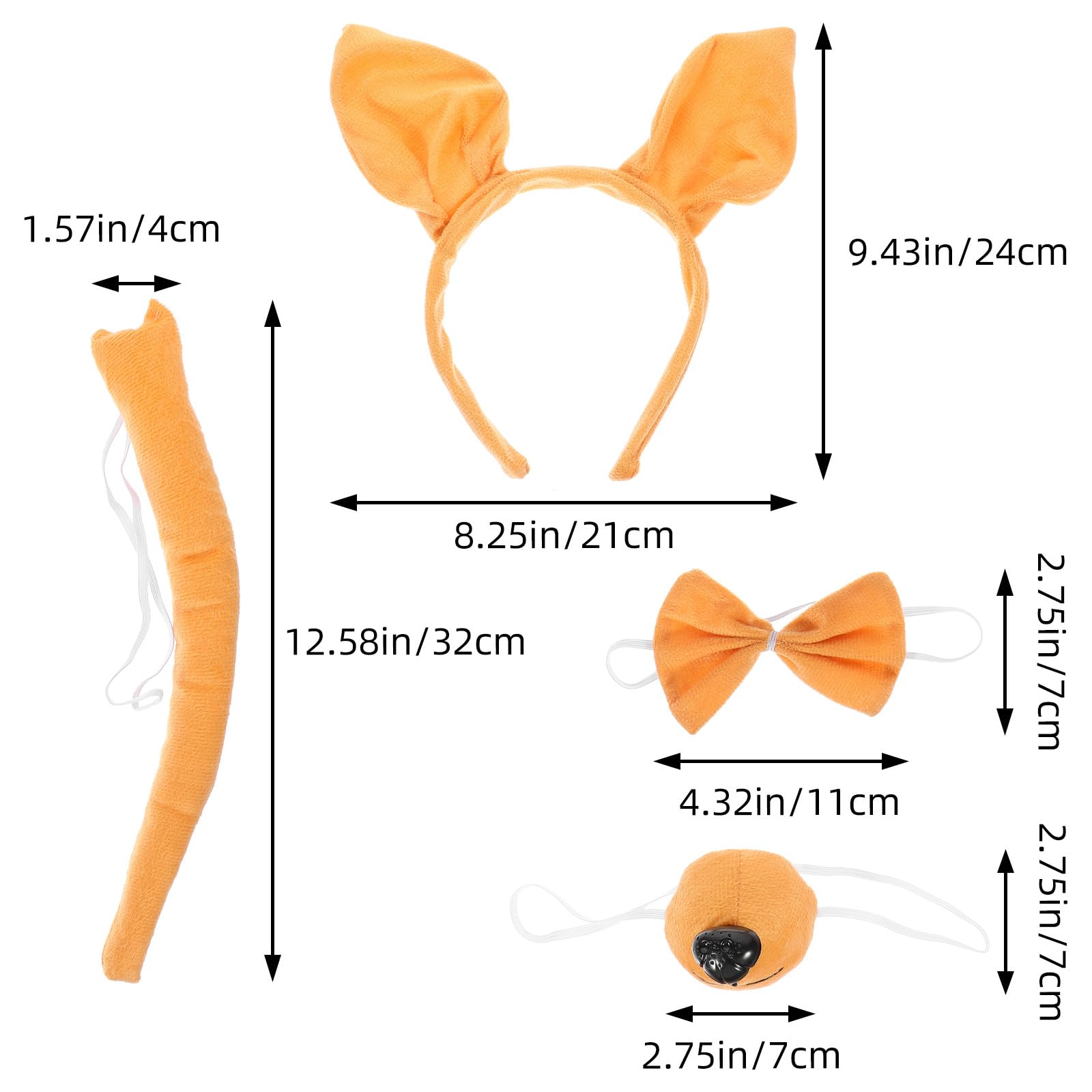 Ciieeo Kangaroo Ear Headband Set including Tail and Bowtie 1 Set of Cute Animal Ear Hairband for Halloween Cosplay Parties and Themed Events - Image 4