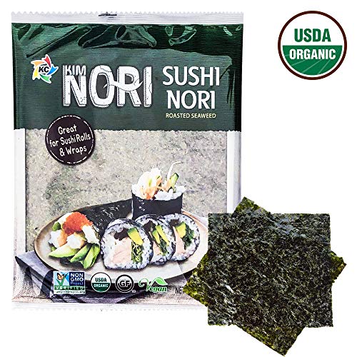 image for KIMNORI Sushi Nori Seaweed Sheets – 30 Full Size USDA Organic Yaki R