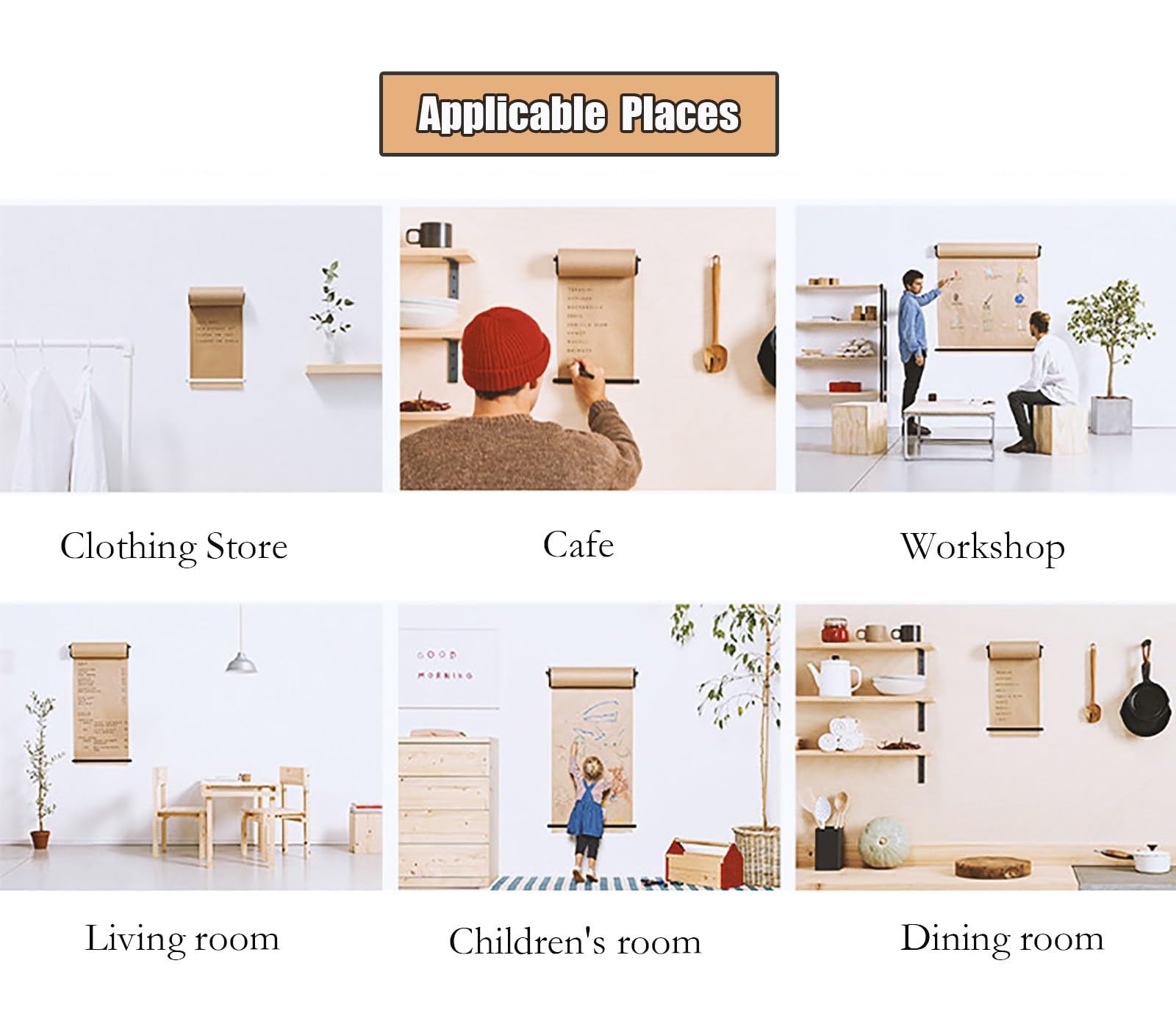 Distributeur Papier Kraft Mural 127 67 97 37 Cm, Coupe-Rouleau De Papier pour Cuisine/Salle Bricolage, Rouleau Papier Kraft avec Barre(37cm/14.6in)