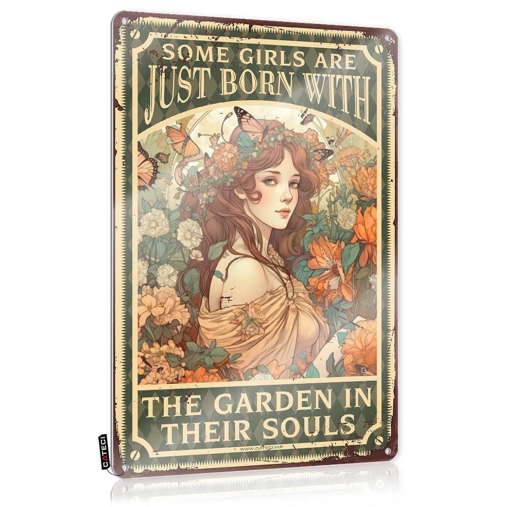 Fzfn Girls Colour Some Are Just Born With The Garden In Their Souls Modern Tin Metal Decor | Funny Desk Decor Vintage Style Haves Dining Decoration Easy Hang(30X40cm)