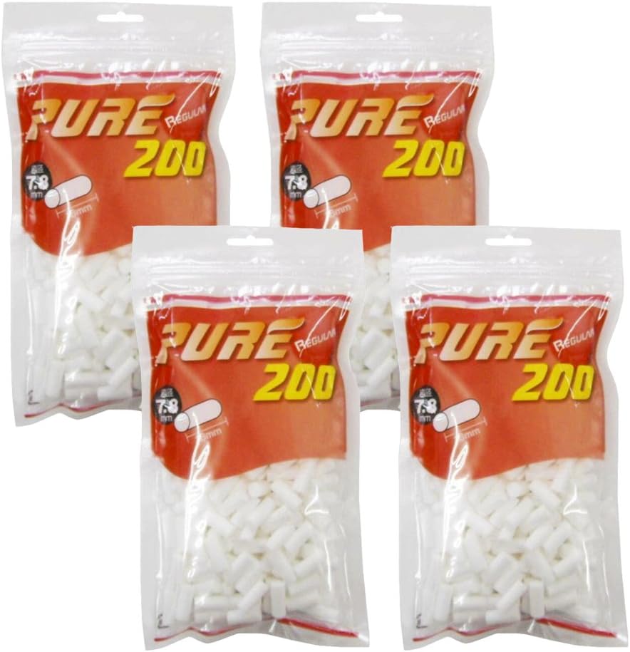 Pure Regular Hand Roll Cigarette Filters, 200 Count (Pack of 4)