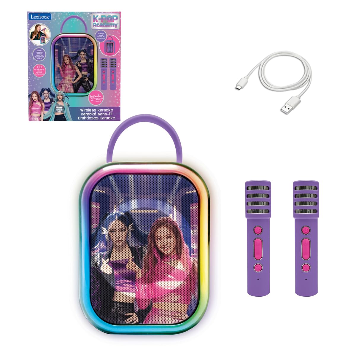 Lexibook, K-POP Academy, głośnik karaoke Bluetooth, fioletowy, BTC030KPZ
