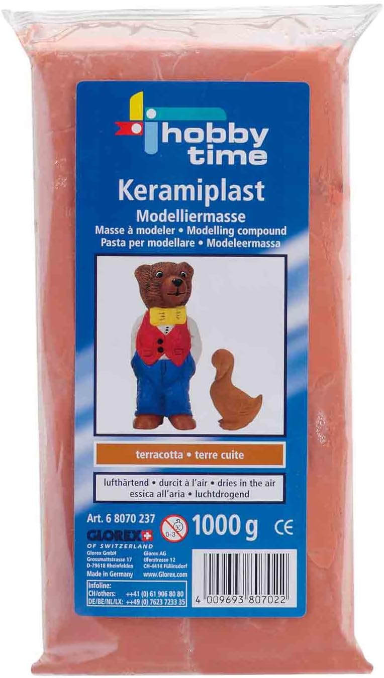 Glorex 68070237 Keramiplast Modelling Compound Modelling Clay, 998 g, Brown, Terracotta, 1000 g
