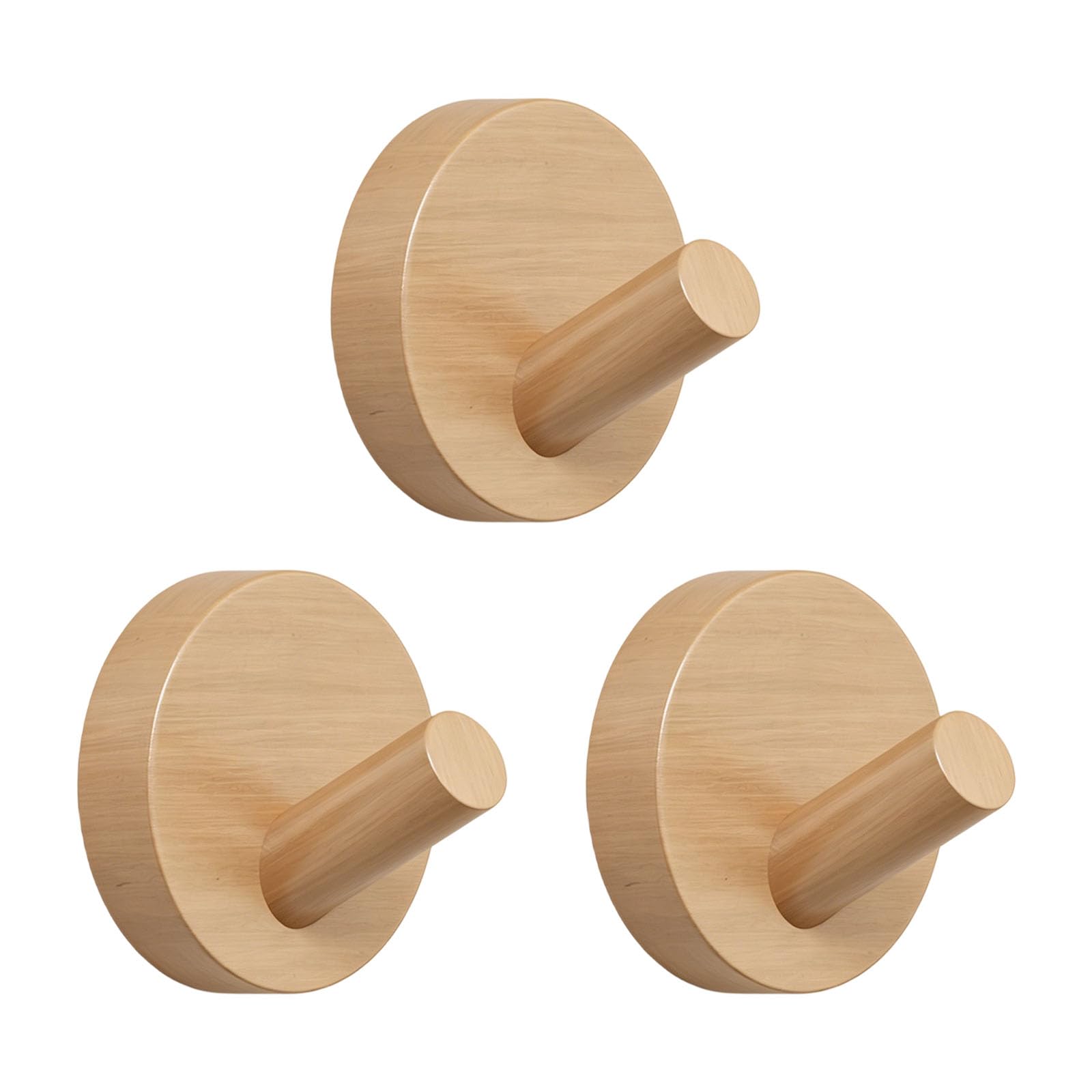 XIOANG Natural Wood Wall Mount Hook Without Nails Needed Sturdy for Coat Towels and Bags Space Saving Hook