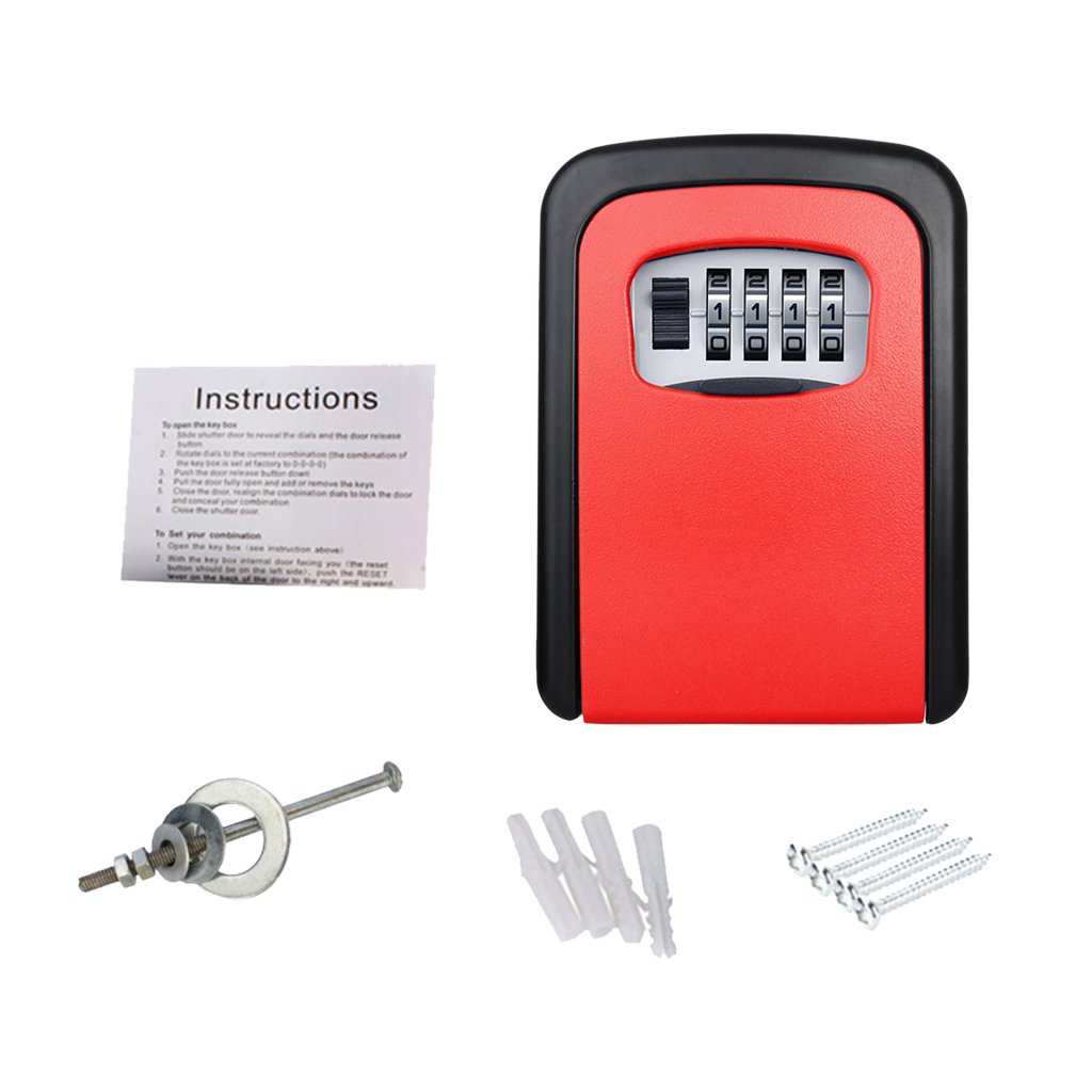 LOOM TREE® Outdoor Wall Mounted Safe Key Box with Lock & Waterproof Cover Red | Material ~ Zinc Alloy-image-12