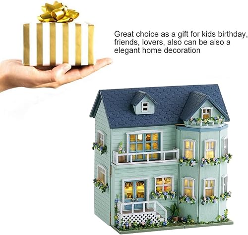 Miniatura 9 de WYD Mini Home Series - Kit de muebles de casa de muñecas en miniatura de estilo europeo, modelo de construcción de casa pequeña con luz LED,