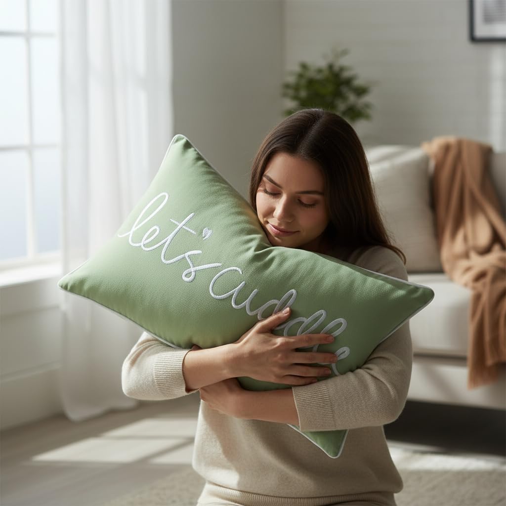 Sanmetex Let's Cuddle Lumbar Pillow Cover 12x20 Inch Sage Green image 2