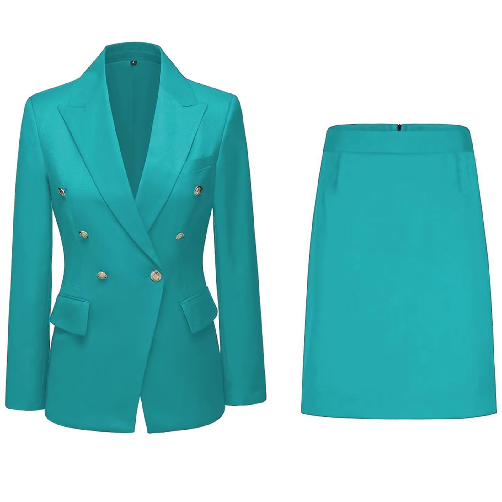 Women Suits 2 Pieces Set Double Breasted Skirt Suit for Business Formal Professional Casual Wedding Skirt Outfit
