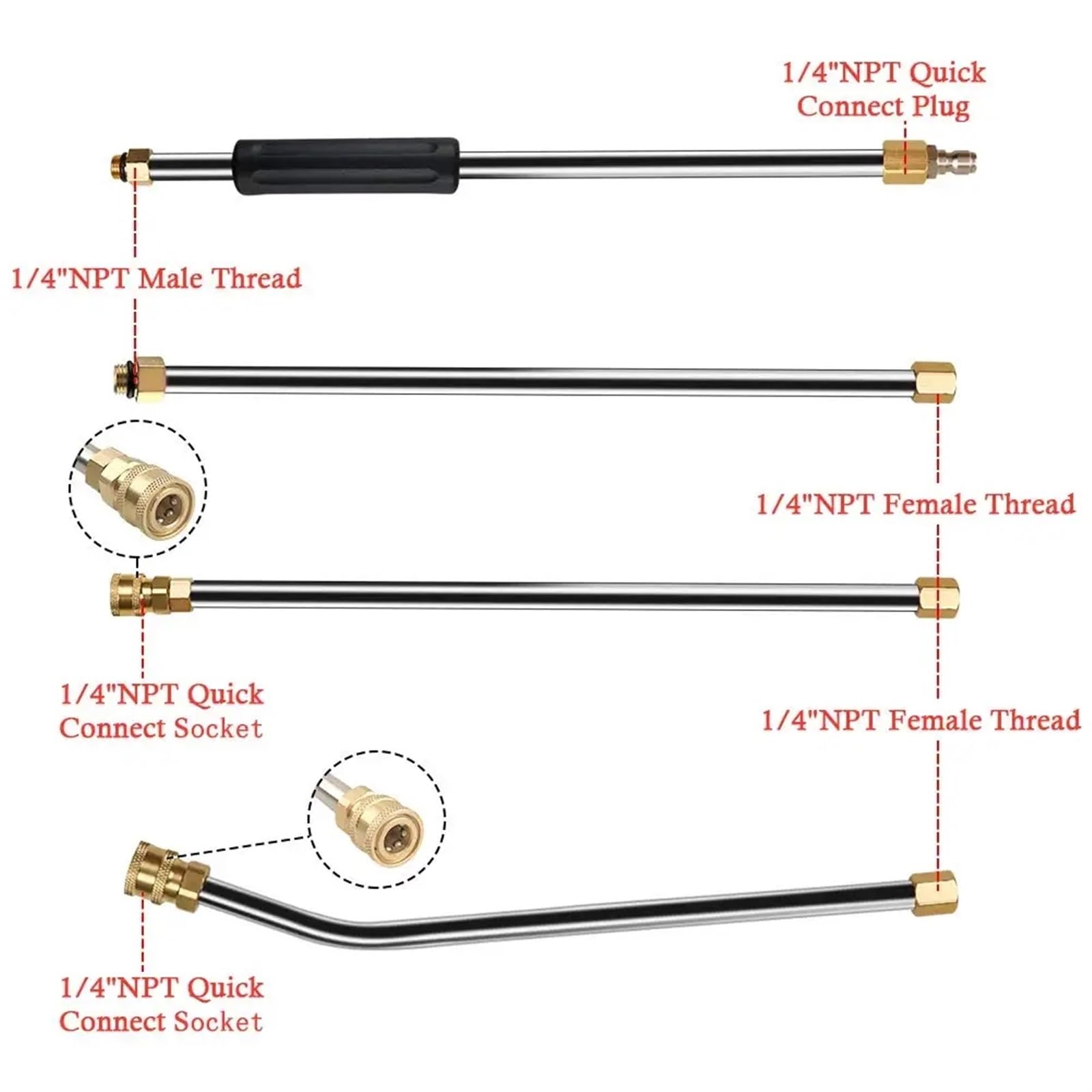 Lanza de pulverización para limpiadores de alta presión Kärcher, limpiador de canalones para Karcher K2 K3 K4 K5 K6 K7 limpiador de techo y fachada para lugares difíciles de alcanzar