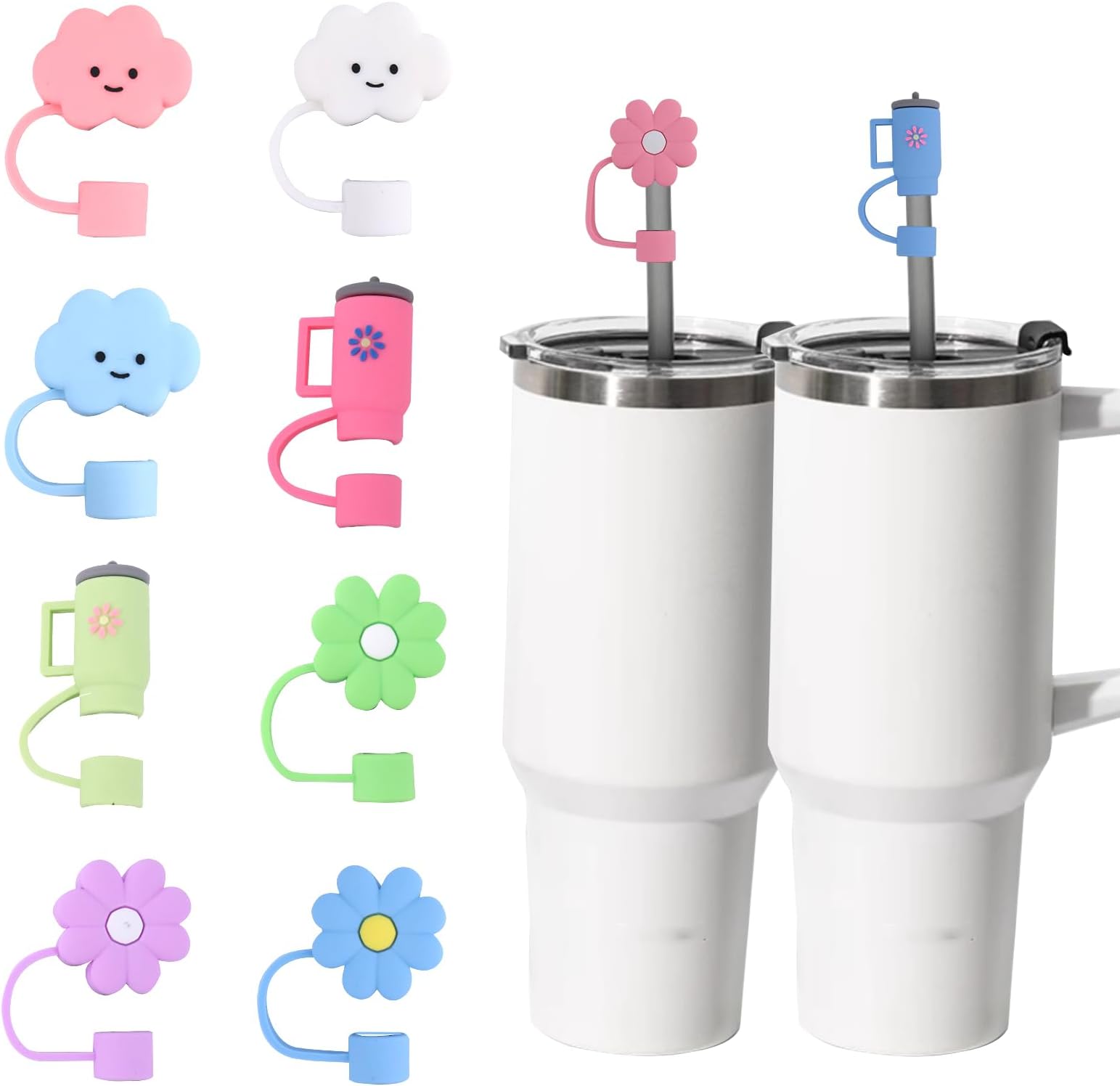 OSLENStraw Cover Cap 10Pcs Silicone stanley straw cover Compatible with 30&40 Oz Tumbler with Handle stanley cup stanley straw topper Straw Tip Covers for 10mm 0.4in straw cover