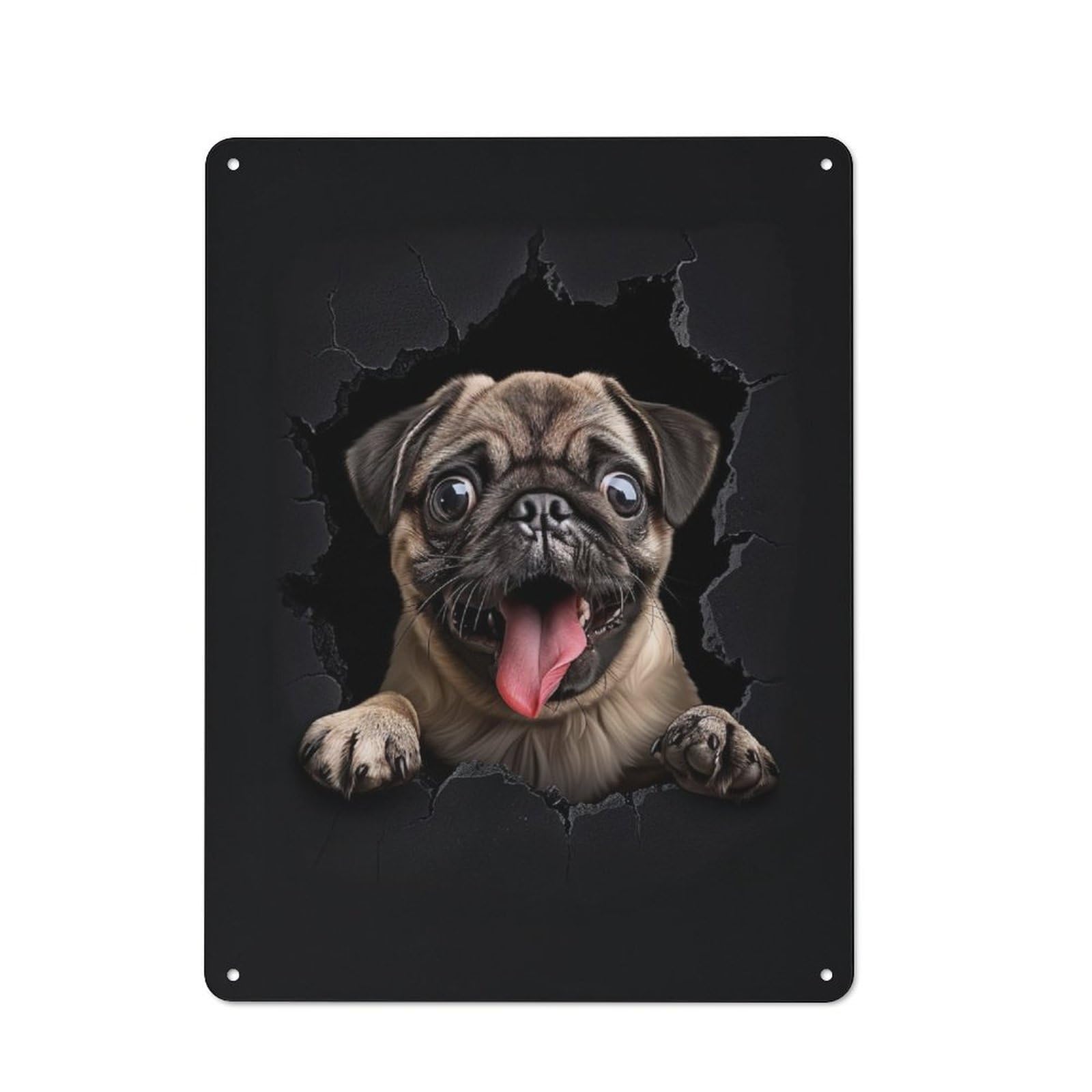 Junmoney Pug Dog Retro Metal Plaque 40X30cm For Lounge Or Reading Corner, Winter Wall Decor For Reading Corner Decorators