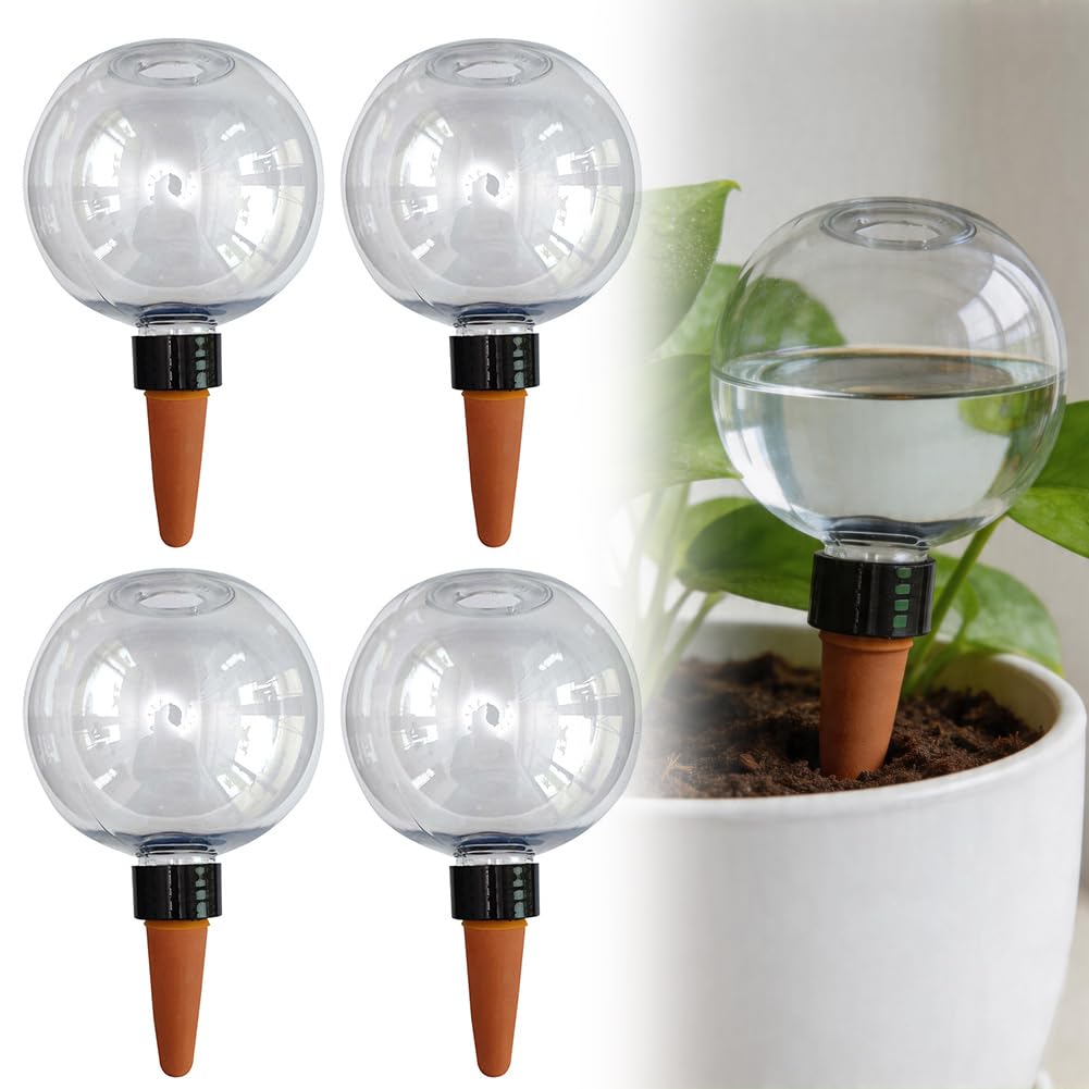 Lot de 4 boules d'eau pour plantes - Arrosage automatique des plantes - Distributeur d'eau pour l'arrosage automatique des chambres, balcons et plantes de jardin - Transparent