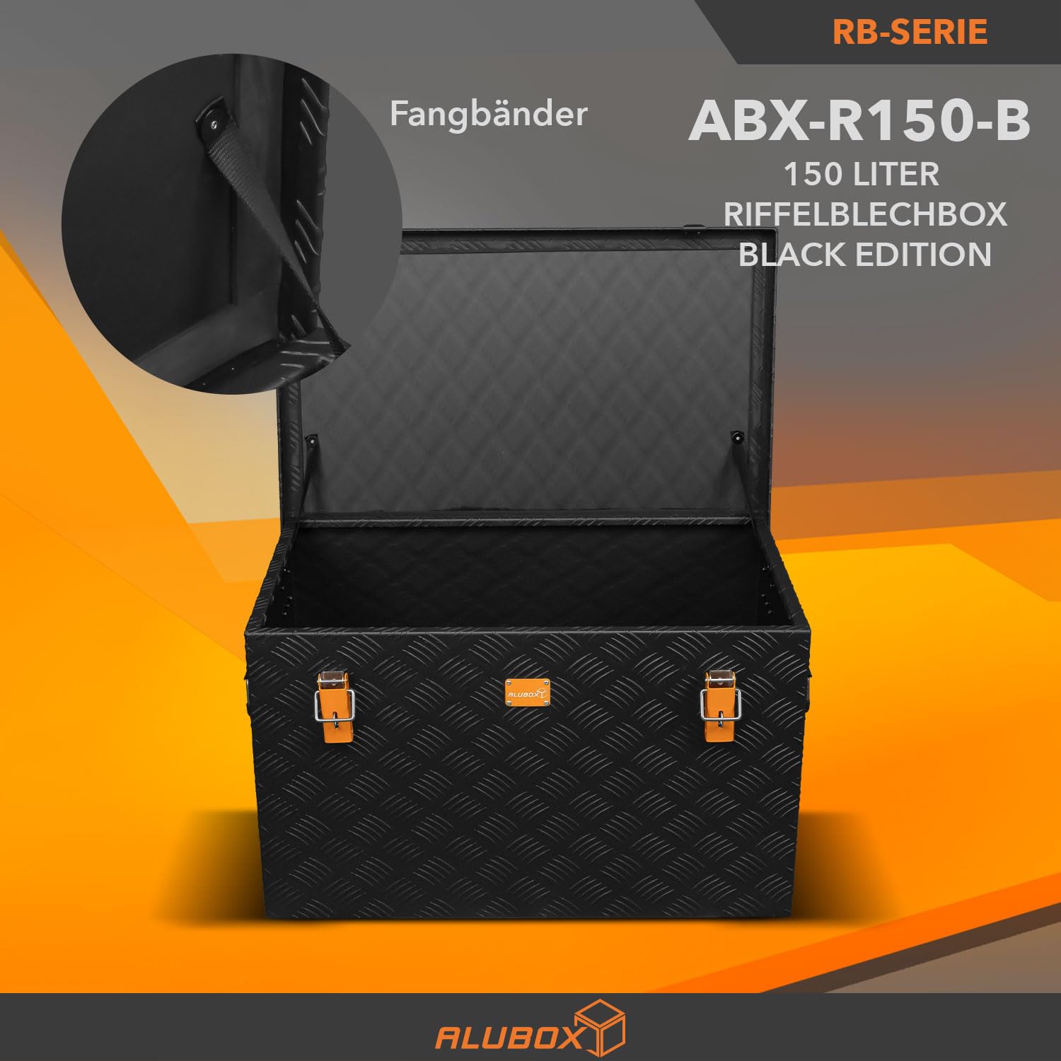 Alubox - STRONG - BLACK EDITION - Alu- Riffelblechkiste - ABX-R150 Metallkiste 3mm - 150 L -