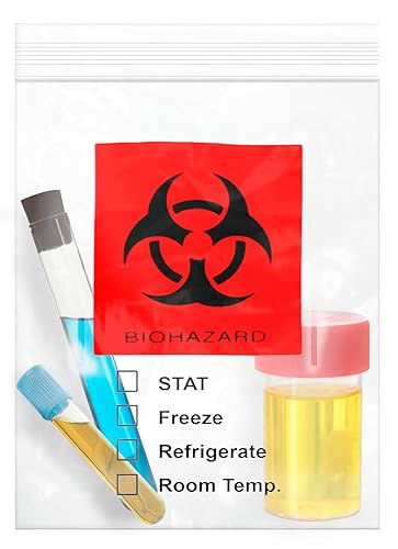 APQ - Paquete de 100 bolsas para muestras de pared de riesgo biológico de 8 x 10 Bolsas transparentes con cremallera de 8 x 10 Grosor de 2 mil