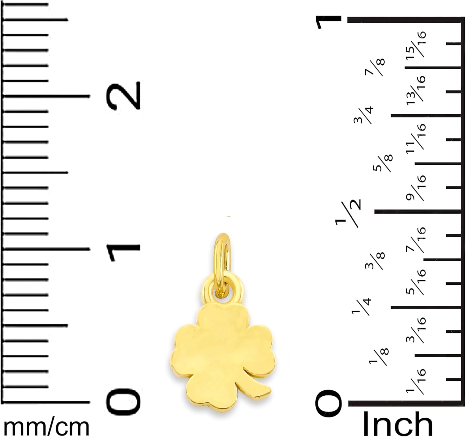 Solid 10k Gold Four Leaf Clover Microcharm, Mini Cute Charm Good Luck Symbol with Clasp