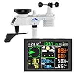 10-in-1 Wireless Weather Station,with Outdoor Sensor,Rain Gauge,Atomic Clock,Wind Speed/Wind Direction,Indoor Temperature and Humidity,Barometer,Weather Forecast, etc.(NO WiFi)