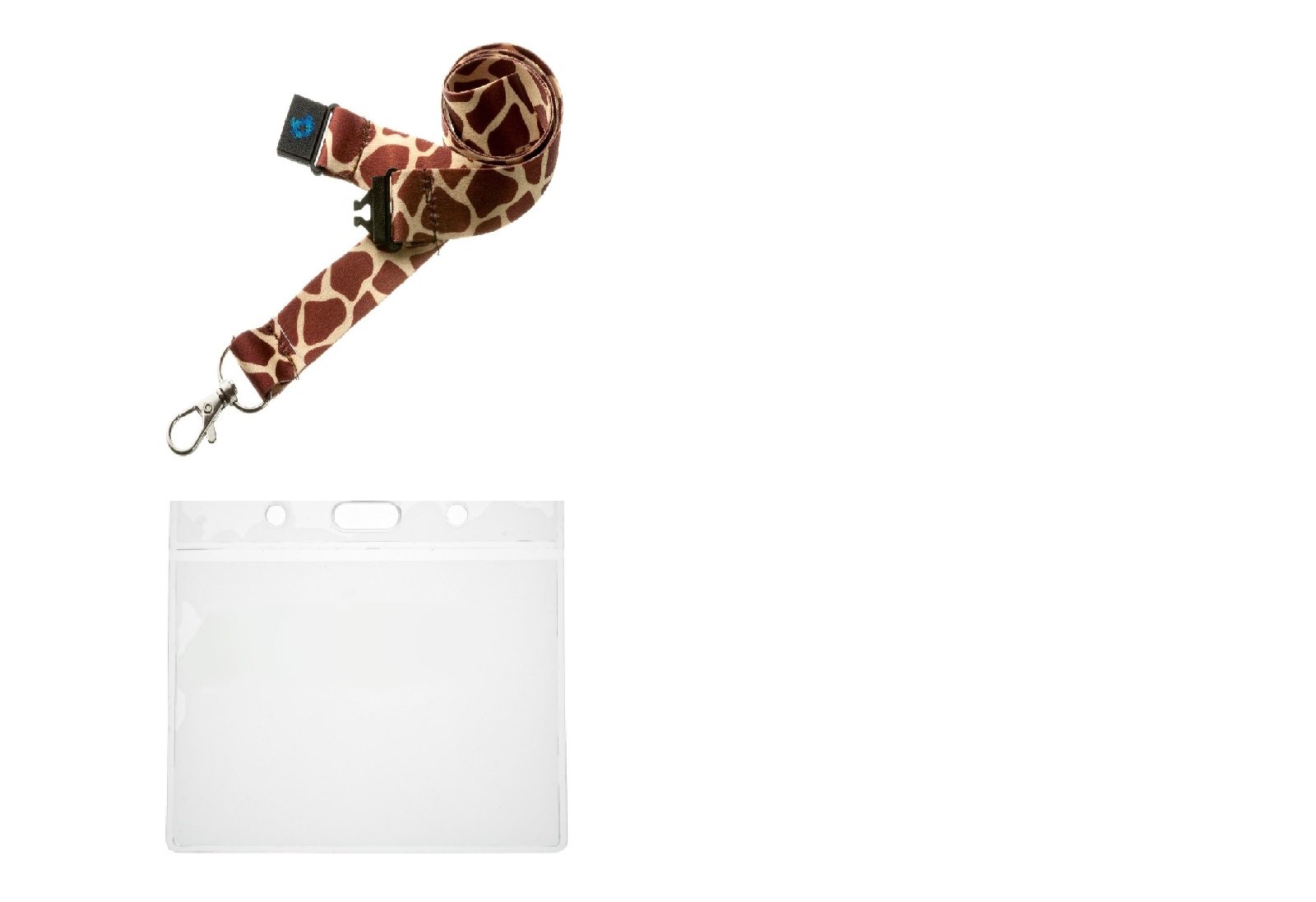 Hi Quality 20mm ID Neck Lanyard & Flexible Clear Plastic ID Card Holder Pocket (Giraffe Print)