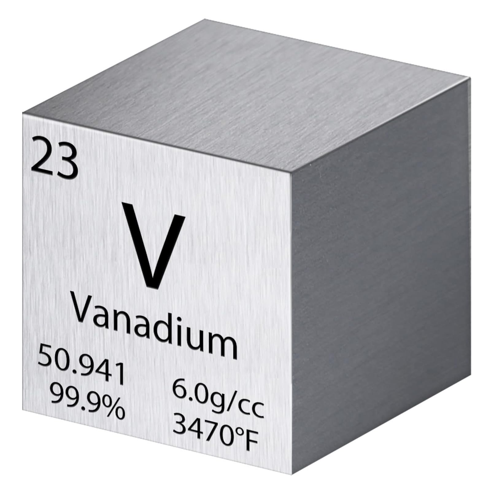Cubo de vanadio de 1 pulgada de 25,4 mm de densidad de metal puro cubo de metal de alta densidad para colecciones de elementos, experimentos de laboratorio, material de experimentos