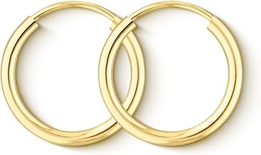Elegant hoop earrings in real 585 333 375 yellow gold, diameter 15 mm, width 2 mm