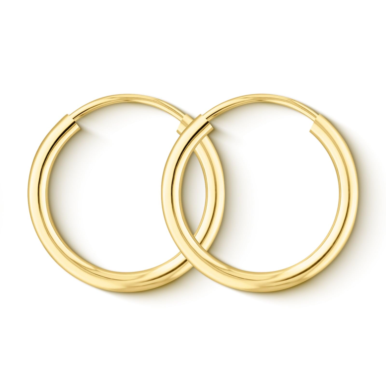 Orecchini Cerchio Donna in Oro Giallo 333 375 585 750 Orecchini Creoli leggerissimi 15 mm largh. 2 mm Orecchini Donna Oro con Scatola Regalo