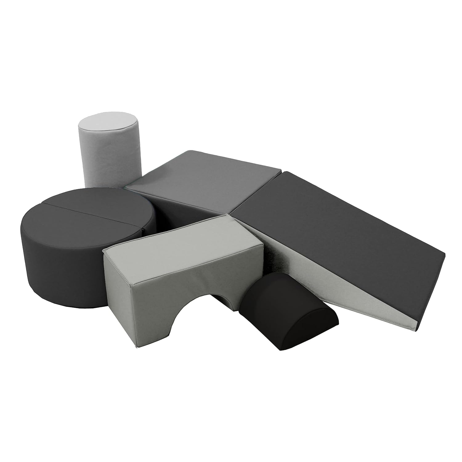 Factory Direct Partners 12364-GYLG SoftScape Playtime and Climb Multipurpose Playset for Infants, Toddlers 9m-2yrs (6-Piece) - Gray/Light Gray & 11619-BLRD SoftScape Toddler Playtime Corner Climber