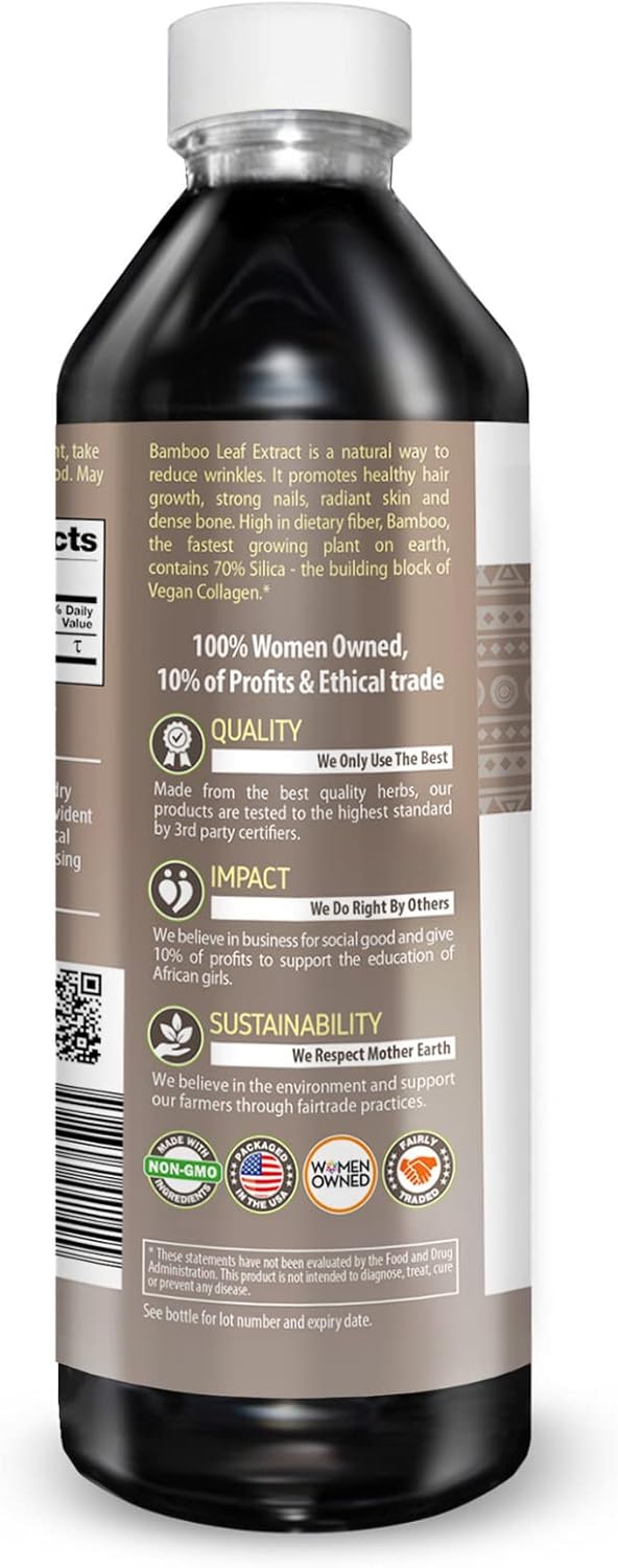 Herbal Papaya Bamboo Silica Supplements Organic Extract 12oz - Liquid Silica with Organic Hair, Skin and Nails Vitamins As Well As Bone and Joint Support