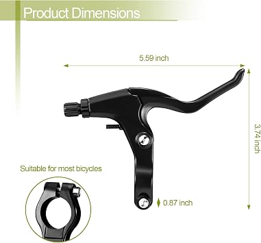 Boao 2 Pieces Mountain Bike Brake Aluminum Alloy Brake Handles with 3 Finger Design 2.2 cm Diameter and Bike Brake Cables Wires for Most Bicycles, Road Bikes