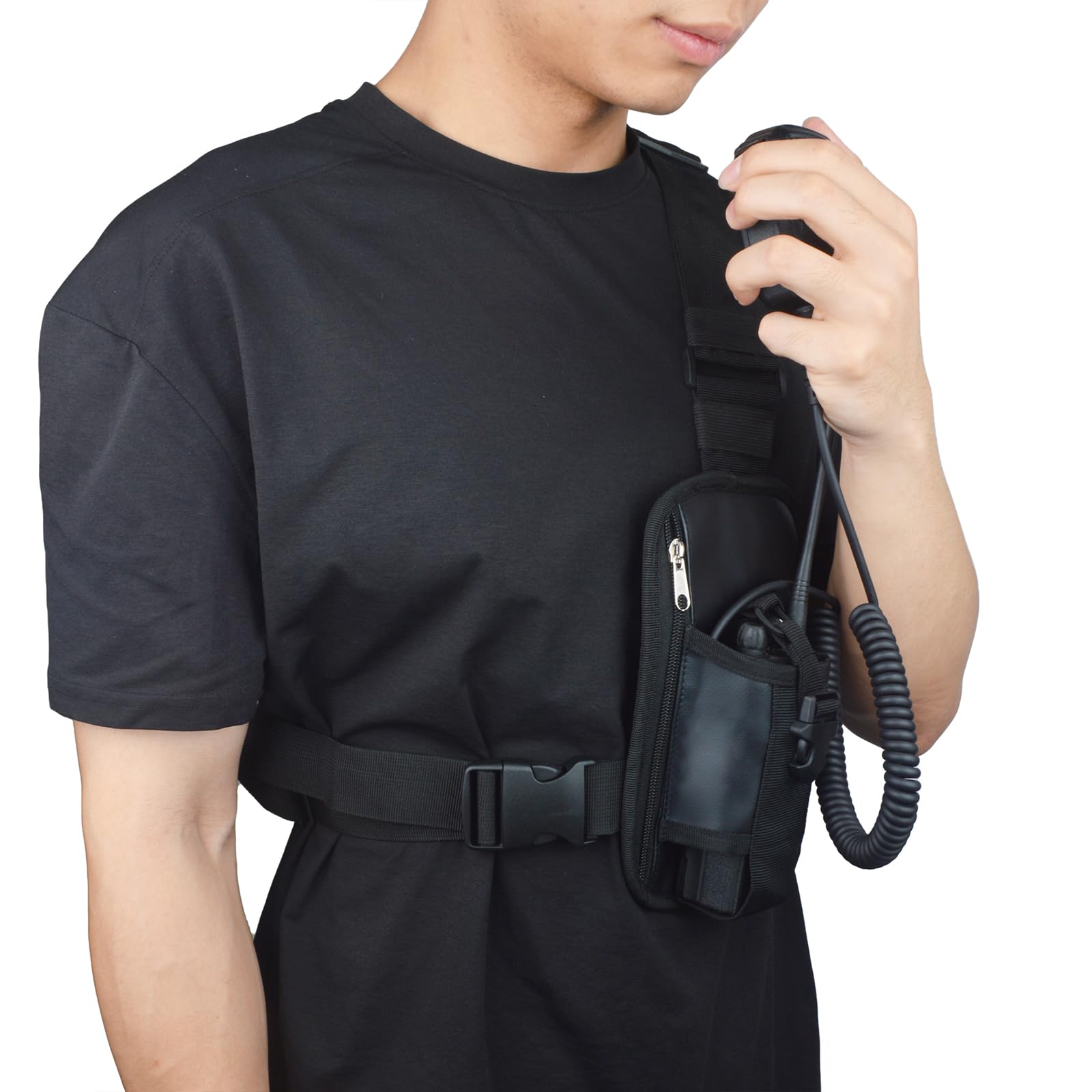 Support Universel en Nylon pour Talkie-walkie BaoFeng Midland Kenwood Yaesu Motorola 2 Voies, Exterieur (Noir)