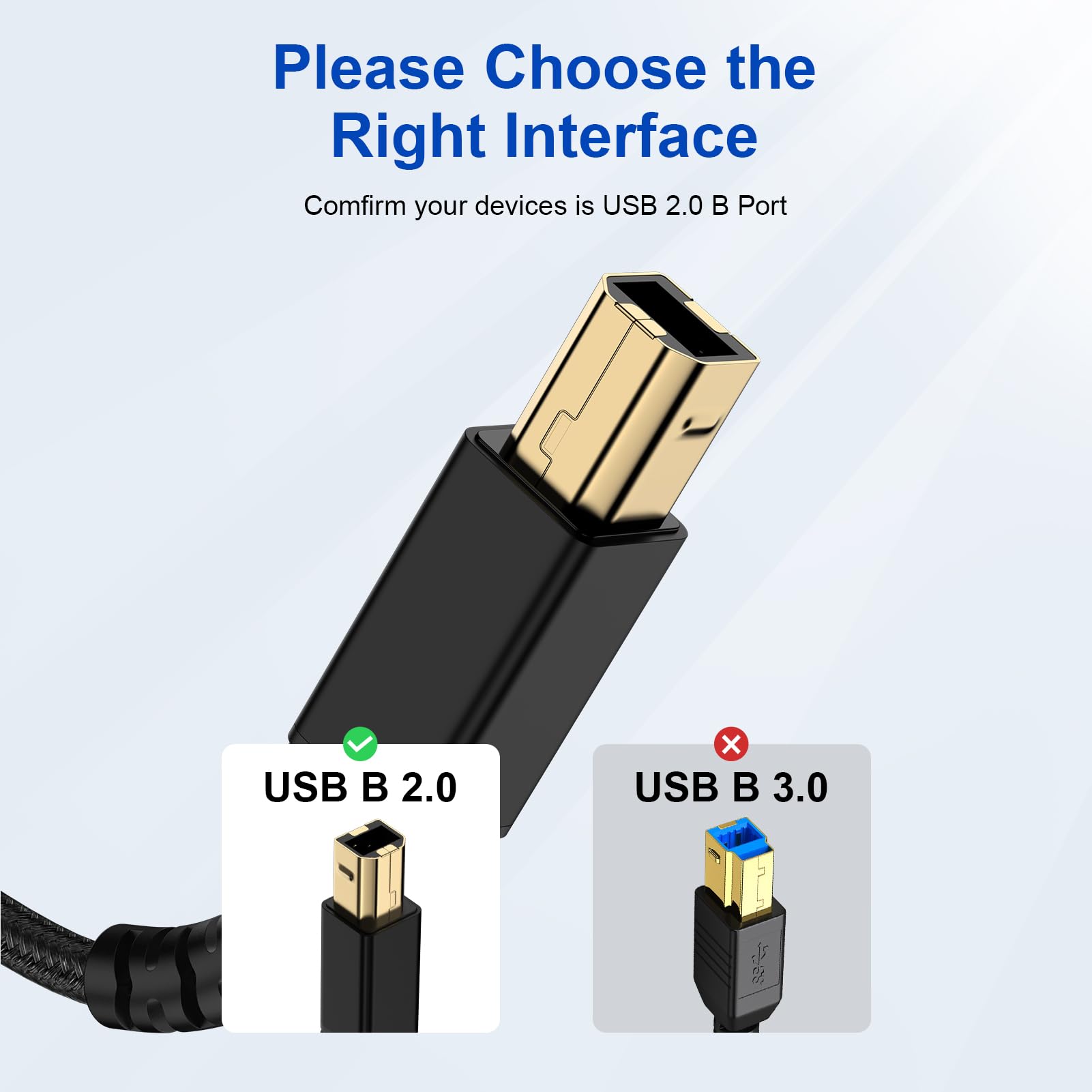 Cavo USB per stampante, 1,8 m, resistente nylon intrecciato da USB A a B, cavo ad alta velocità da computer a stampante per HP, Canon, Brother, Epson, Dell, Samsung, scanner e altro
