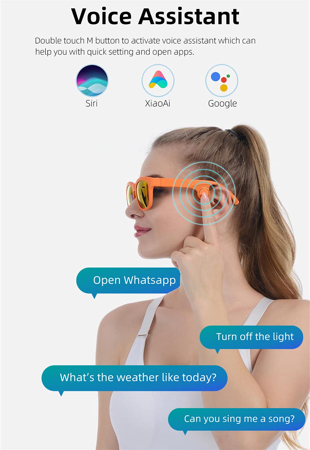 Occhiali da Conduzione Ossea Bluetooth 5.0 Occhiali Audio Intelligenti Auricolari Aperti per Uomo E Donne, Collegare Telefoni Cellulari E Tablet, IP55 Impermeabile