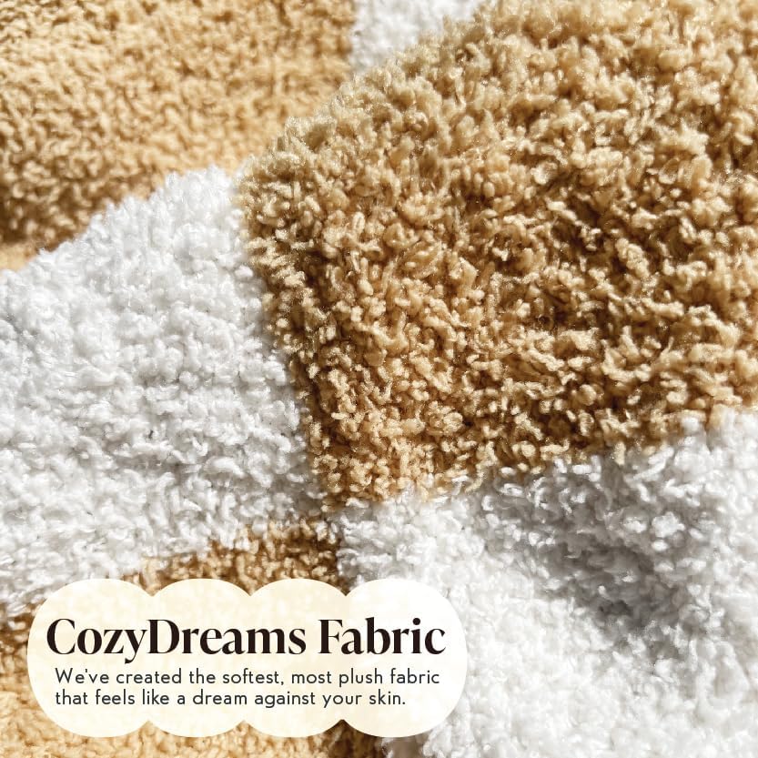 Miniatura 4 de Orelle Juego de manta y calcetines a cuadros para bebé, acogedor, suave, cálido, afelpado, mullido para niños, niñas, unisex, recién nacido a niño