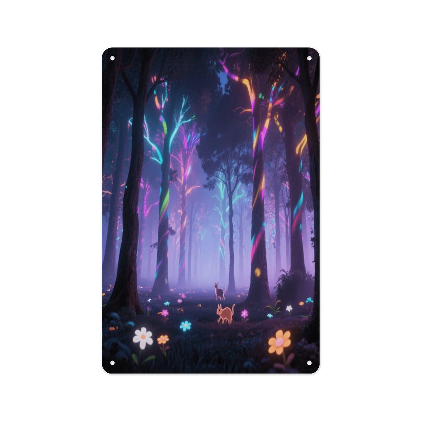 Fekiloot Style Holographic Projection Forest Wall Decor Metal Signs Tin Signs Poster
